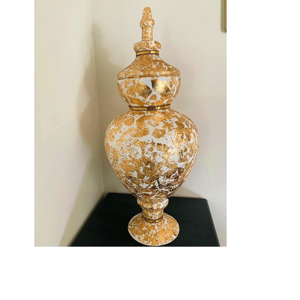Gold and White Apothecary Vase